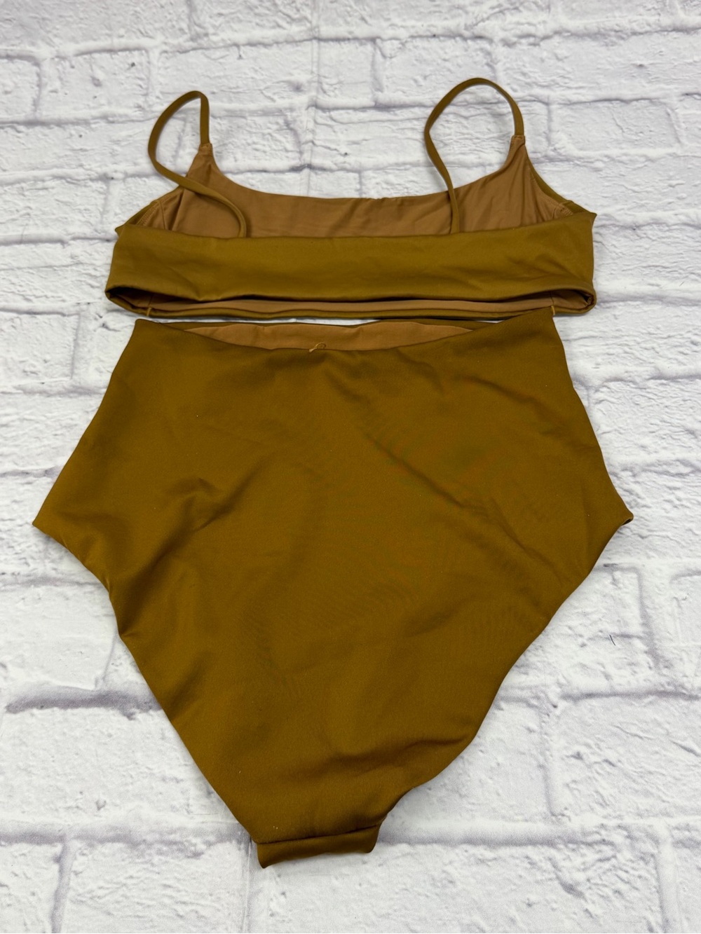 Left On Friday High Waist Bikini Brown Sz M EUC Swim Pool Beach Capsule Minimal - Picture 12 of 17